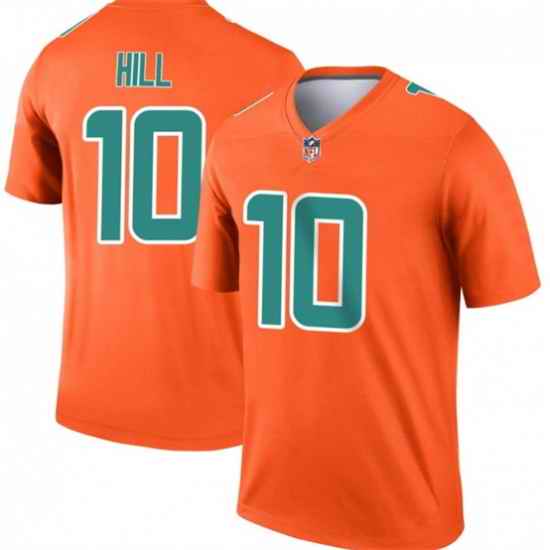 Men Miami Dolphins 10 Tyreek Hill Orange Inverted Legend Stitched Football Jersey